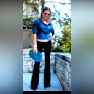 ZARA THE 1970 FLARE BLACK JEANS MID TO HIGH RISE in size 36